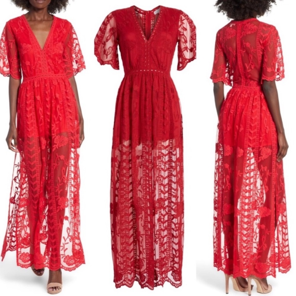SOCIALITE  Embroidered Lace Romper Dress